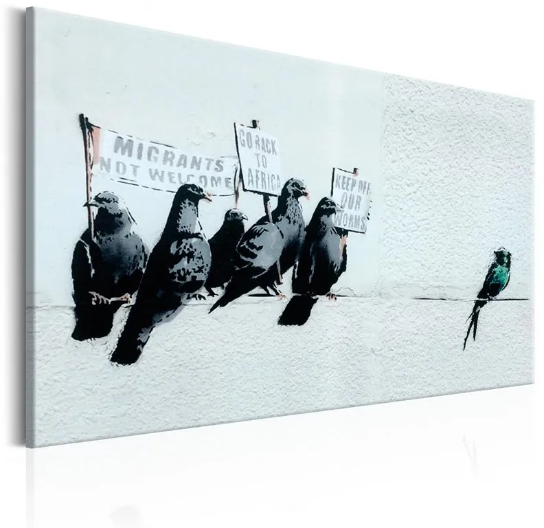 Quadro Protesting Birds by Banksy  Colore Nero, Dimensioni e Misure 120x80