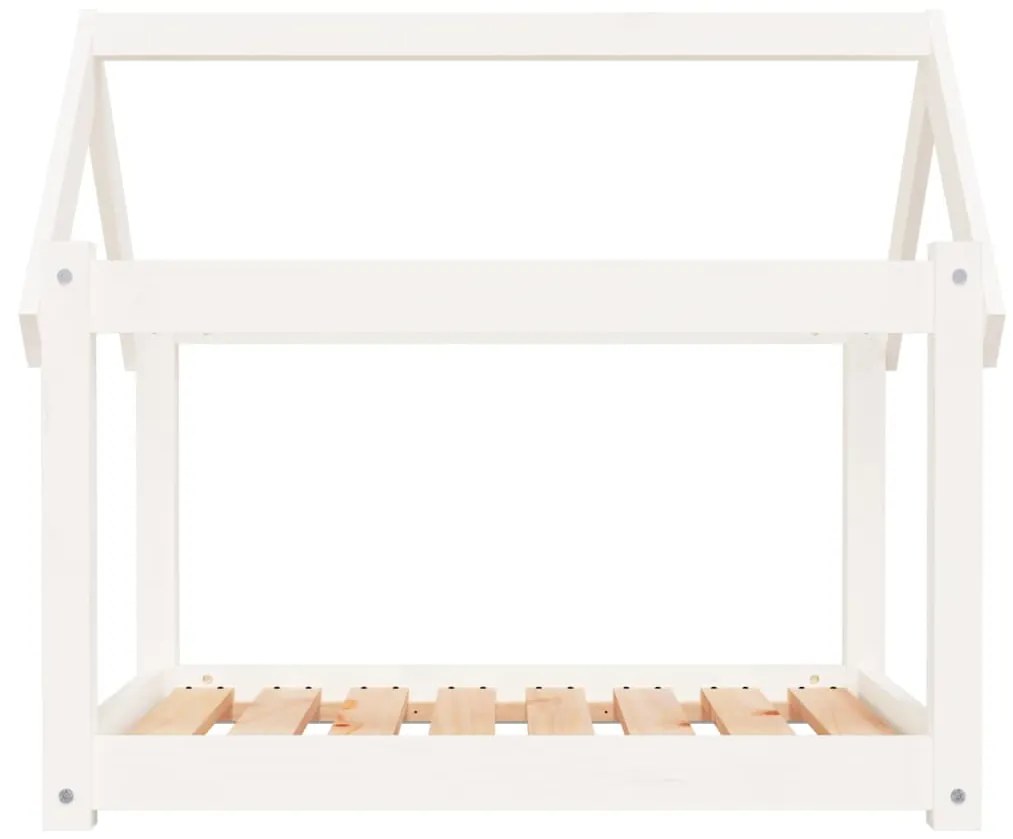 Cuccia per cani bianca 81x60x70 cm in legno massello di pino