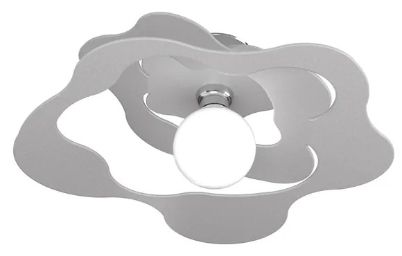 Plafoniera Moderna Ripples Metallo Grigio 1 Luce E27 D.50Cm