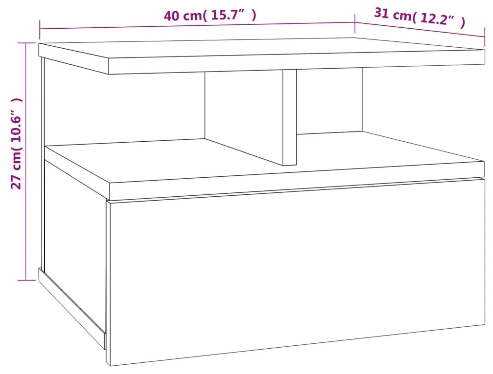 Comodini Pensili Rovere Fumo 2pz 40x31x27 cm Legno Multistrato