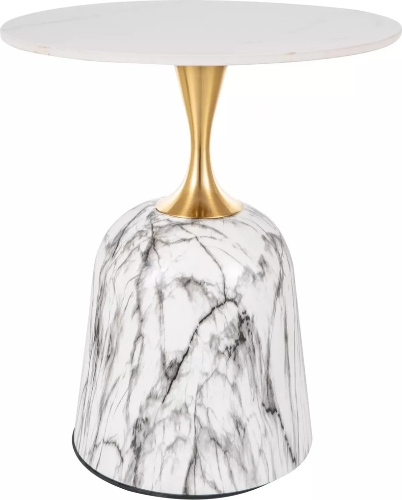Tavolino Fama – bianco effetto marmo / oro
