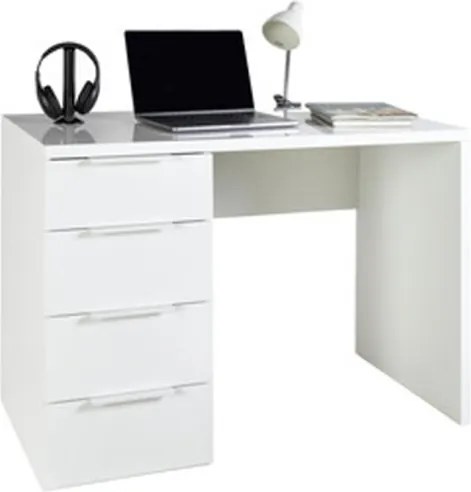 Scrivania 4 Cassetti 110x60x75h Espresso Bianco Laccato