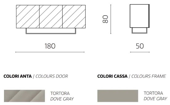 Madia 3 ante in legno 180 cm Tortora piedini sagomati - KALLA