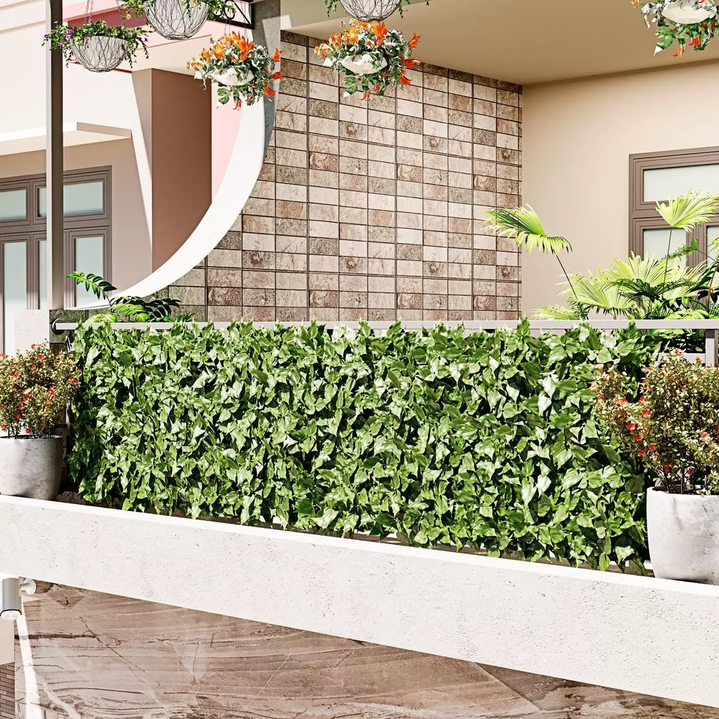 Siepe Finta Artificiale Ultra Coprente Anticaduta Rotolo Rete Frangivista Frangivento Ornamentale Foglia Edera Sintetica Per Ringhiera Terrazzo Balcone Giardino Recinzione Verde Scuro (1 x 6 Mt)