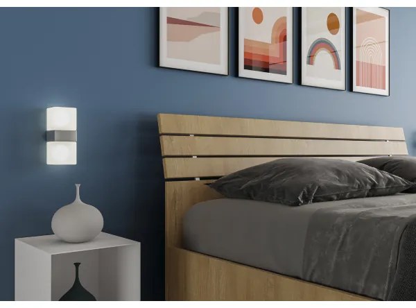 Letto matrimoniale contenitore 160x190 testata inclinata con doghe quercia Ankel