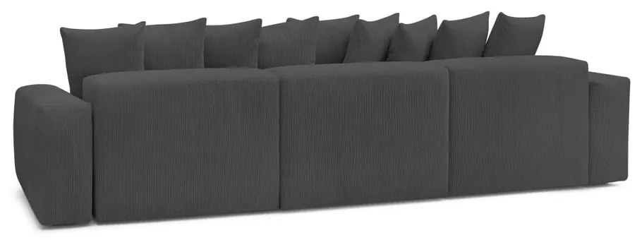 Divano angolare grigio con rivestimento in velluto a coste Voltaire – Bobochic Paris
