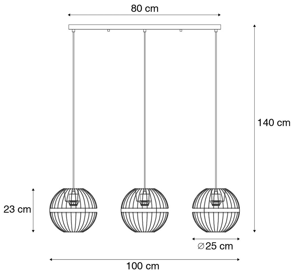 Lampada a sospensione moderna nera 3 luci - Sphaera