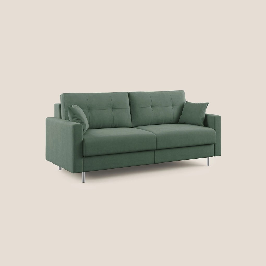 Megan divano letto matrimoniale in microfibra smacchiabile T11 collezione Autunno verde 168 cm (mat. 120x197)