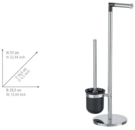 WENKO 21836800 - Spazzola per WC PARUS 25,5 x 57 cm acciaio inox/argento/nero