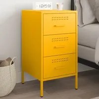 Comodino Giallo Senape 36x39x68cm in Acciaio Laminato a Freddo 843084