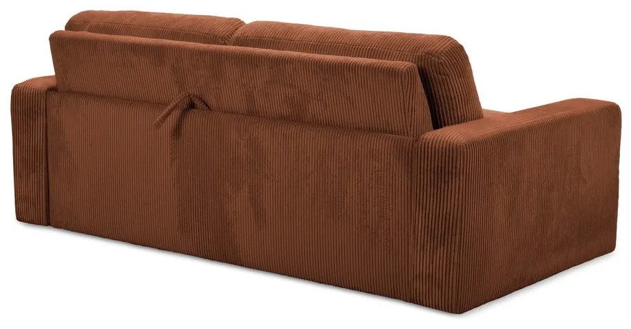 Divano color terracotta allungabile con rivestimento in velluto a coste 195 cm Nona – Makamii