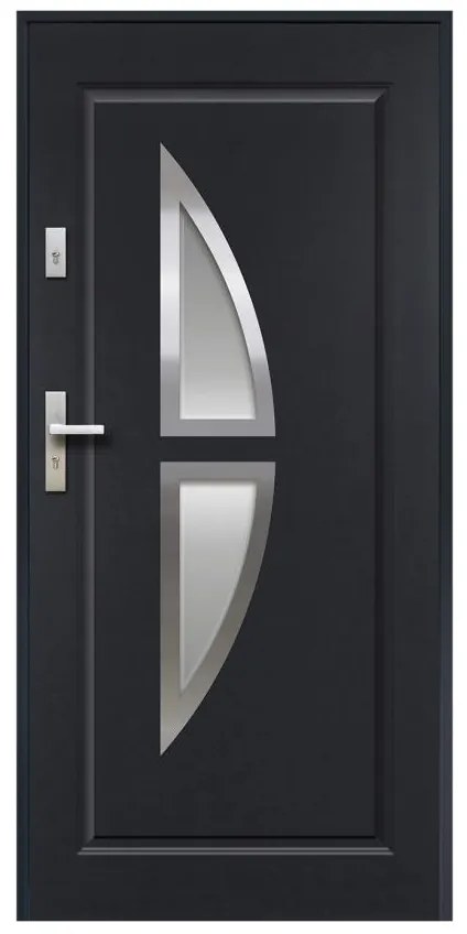 Porta d'ingresso Apertura verso destra H.207 x l.100 cm in Acciaio smaltato e Inox Antracite - COVAS