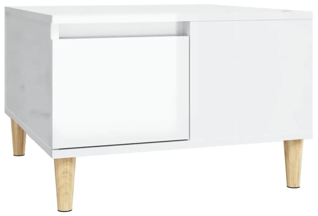 Tavolino salotto bianco lucido 55x55x36,5 cm legno multistrato