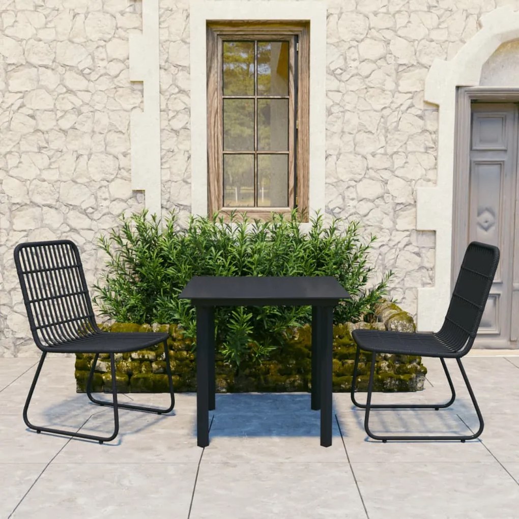 Set Da Pranzo Da Giardino 3 Pz İn Polyrattan E Vetro /