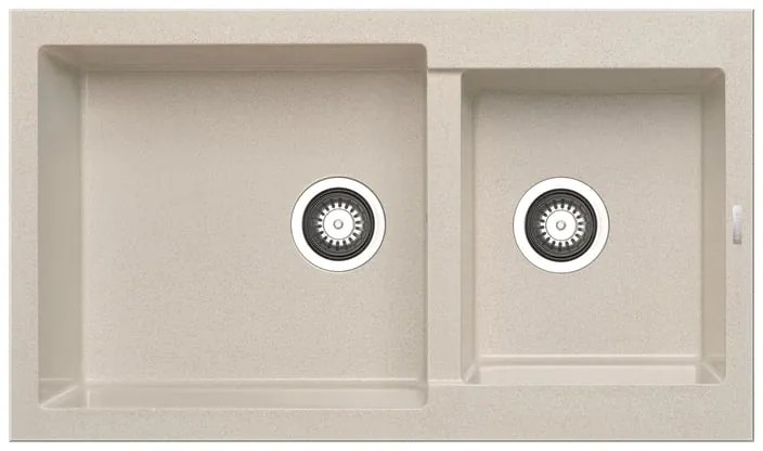 Lavello integrato 2 vasche in granito beige DELINIA Alazia L 50 x L 86 cm