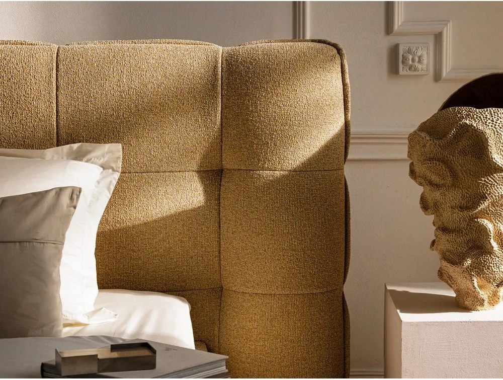 Letto matrimoniale imbottito avorio con contenitore con rete inclusa 140x200 cm Eric – Micadoni