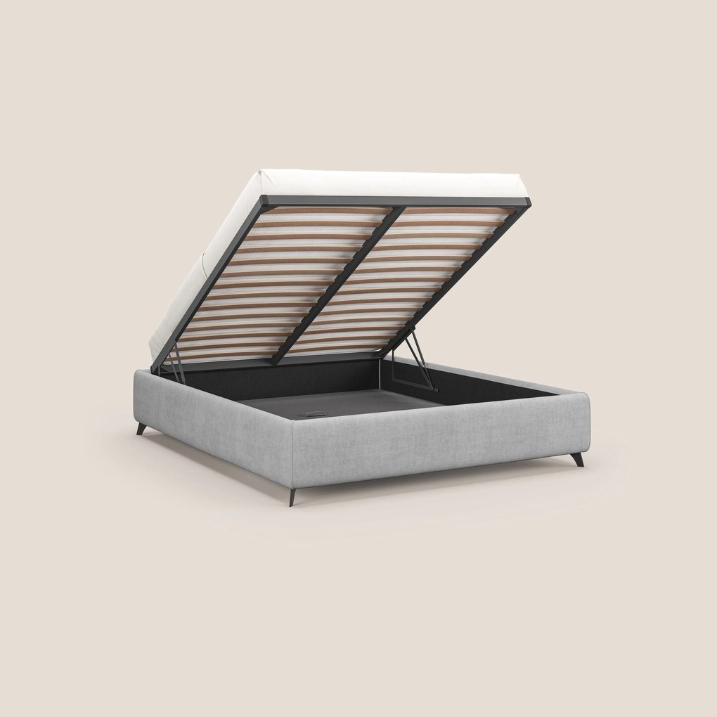 Sara sommier con giroletto contenitore in tessuto impermeabile T02 grigio chiaro