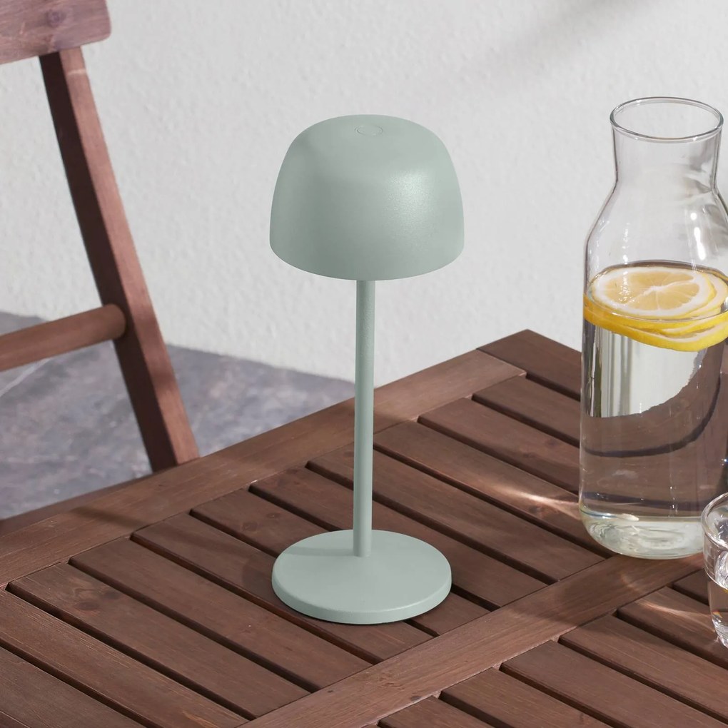 Lindby Arietty lampada tavolo batteria LED, salvia