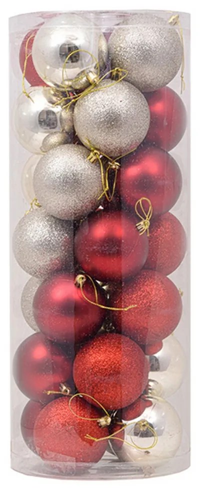 Palline decorative Rosso e Champagne per Albero di Natale Confezione 28 pz Viscio