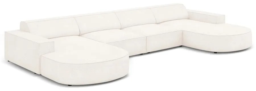 Divano angolare beige in tessuto bouclé (a U) Jodie - Micadoni Home