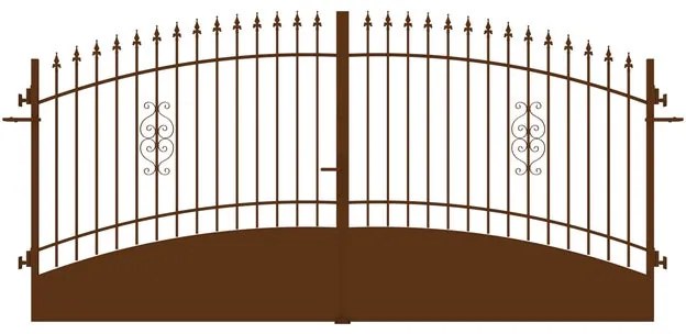 Cancello manuale battente Marmolada in ferro, apertura centrale, L 408.5, H 165-195 cm, di colore ruggine