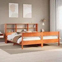 Letto Libreria senza Materasso Marrone Cera 180x200 cm in Pino 3322980