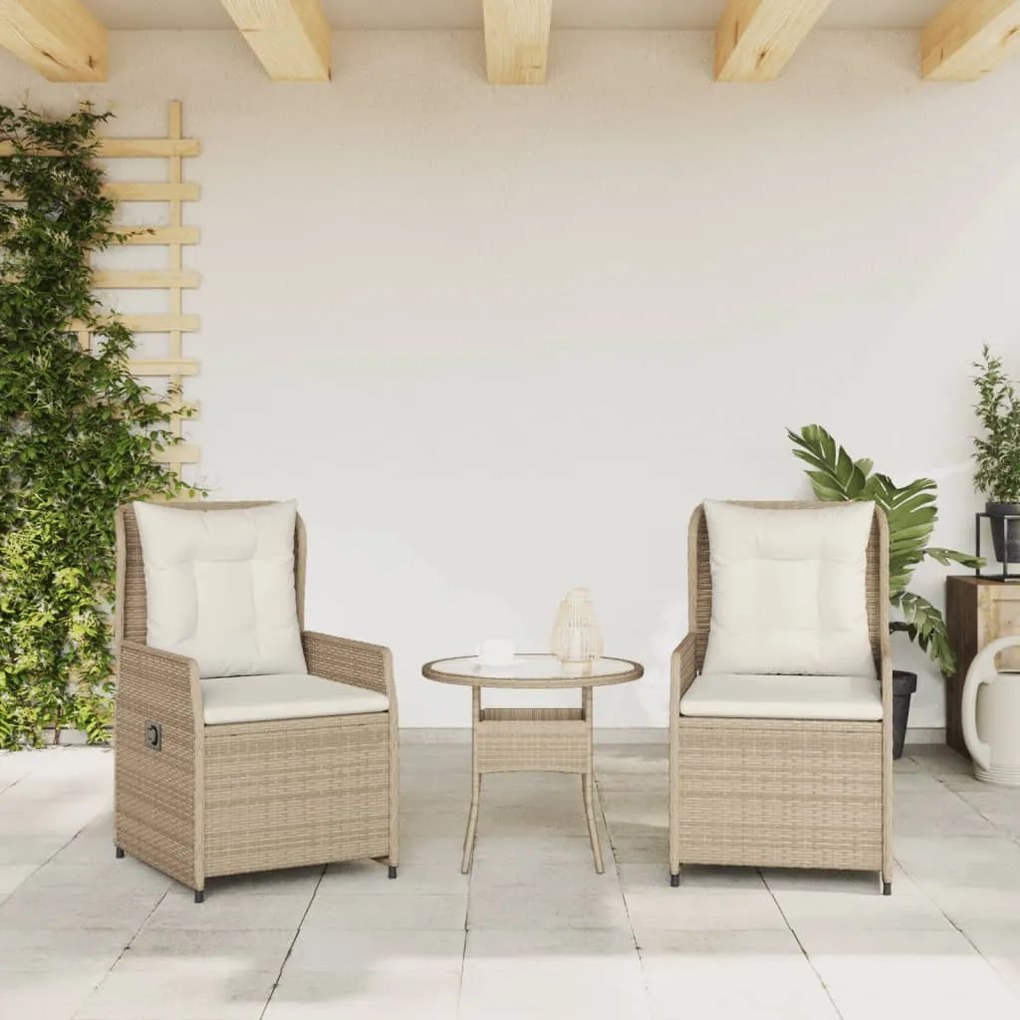 Sedie da giardino reclinabili 2 pz beige polyrattan