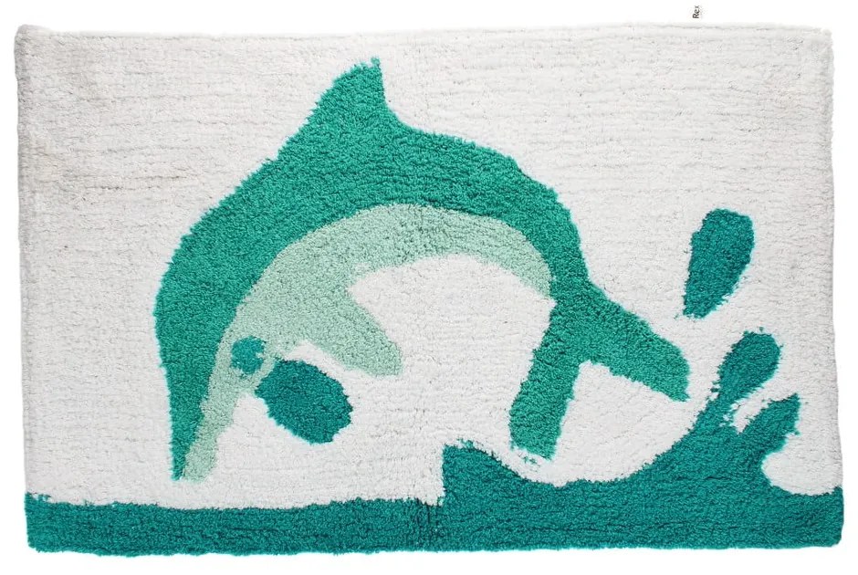Tappetino per il bagno bianco/turchese 50x80 cm Dolphin – Rex London