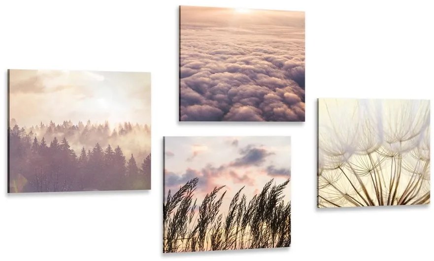 Set di quadri – Paesaggio pittoresco al tramonto