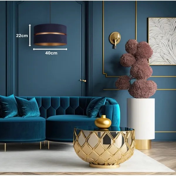 Duolla - Lampadario a sospensione con filo DUO 1xE27/15W/230V diametro 40 cm blu/oro