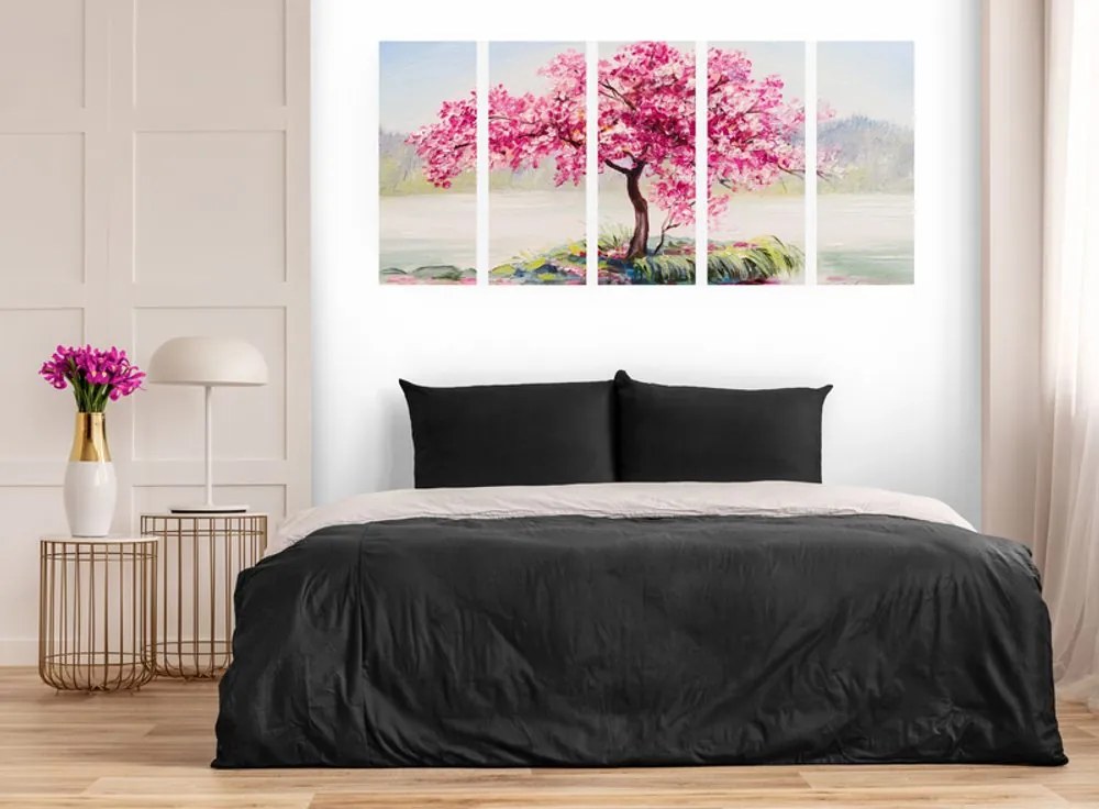 Quadri 5 pezzi – Ciliegio orientale in rosa