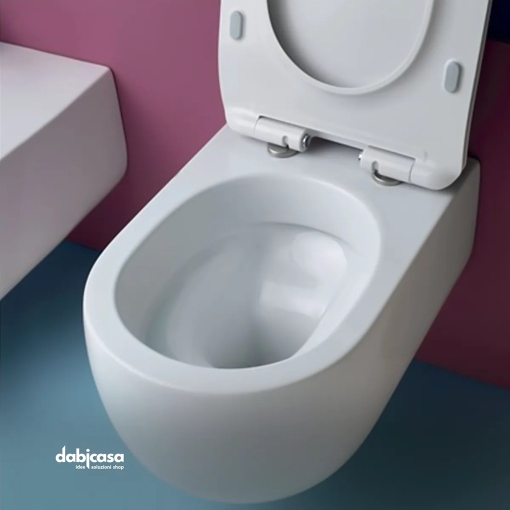 Kerasan " Flo 54 " Wc Sospeso Bianco Lucido Senza Brida