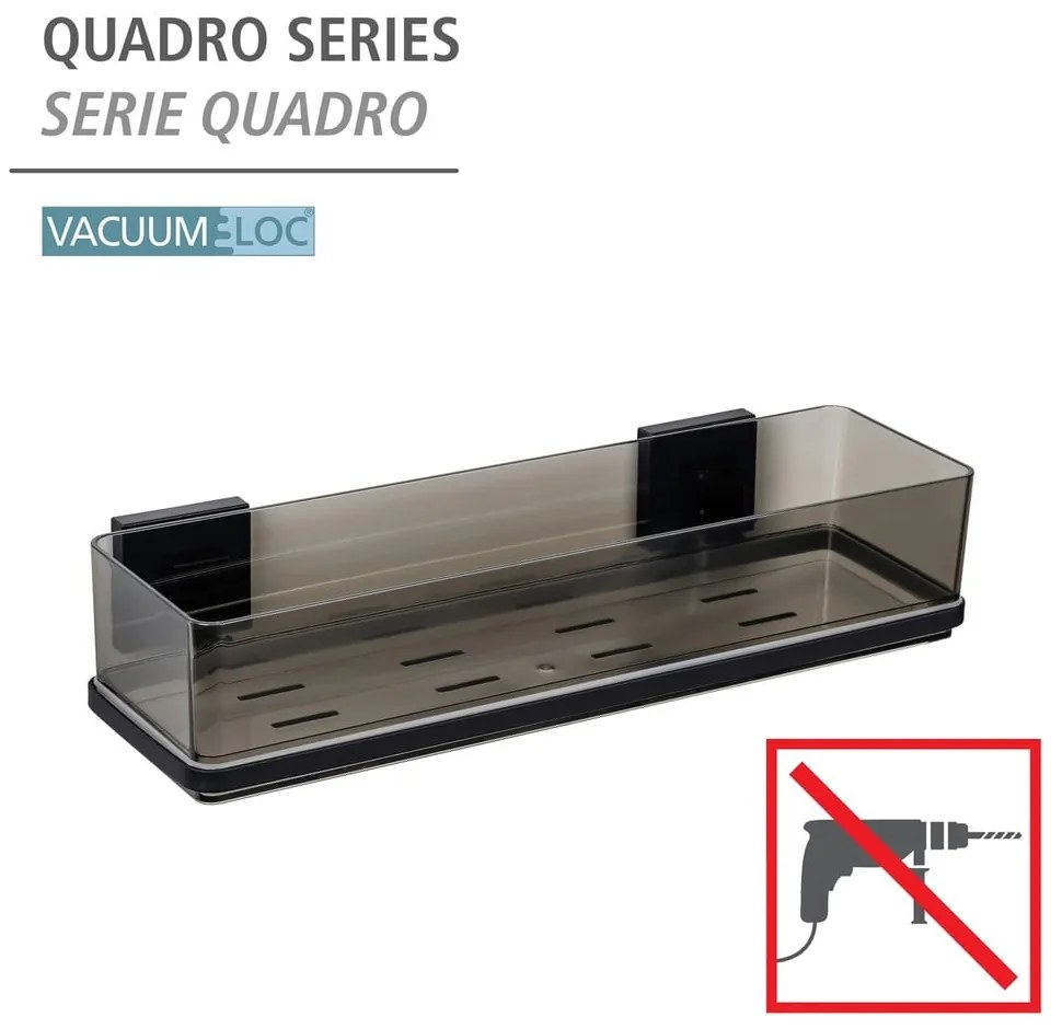 Mensola in plastica nera autoportante per il bagno Quadro - Wenko