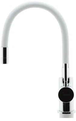 FERRO - Rubinetto per lavello con braccio flessible cromo lucido/bianco