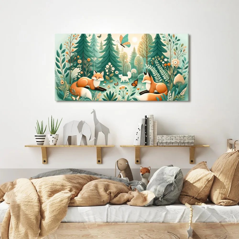 Quadro su tela – Volpi e farfalle nella natura