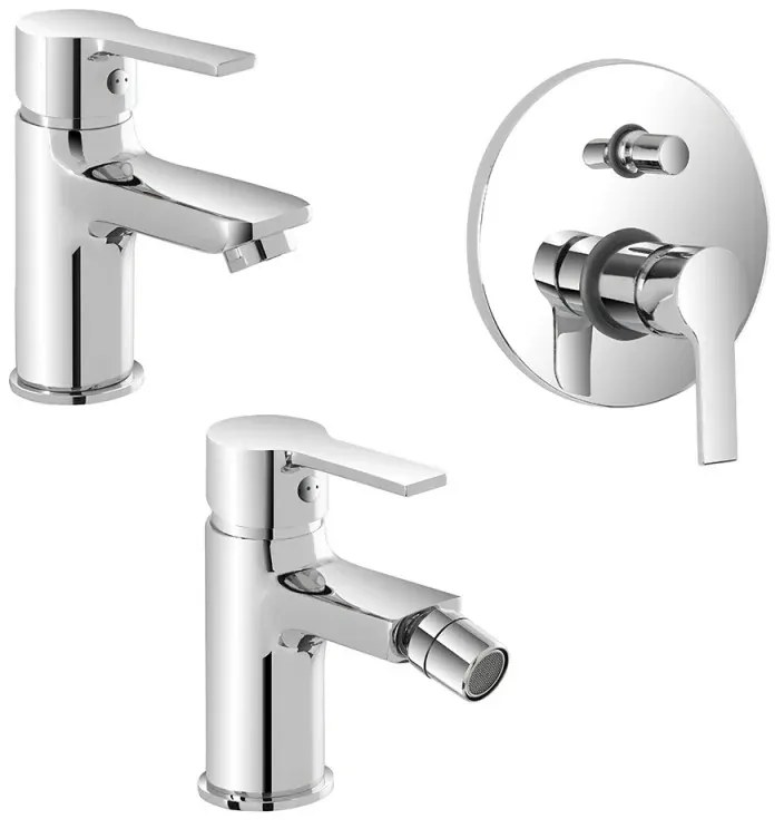 Set miscelatori lavabo bidet e doccia con deviatore scarico incluso Prima