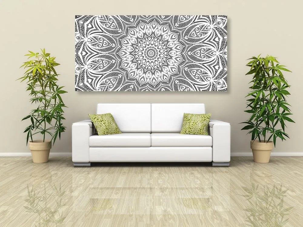 Quadro su tela – Mandala armonia in bianco e nero