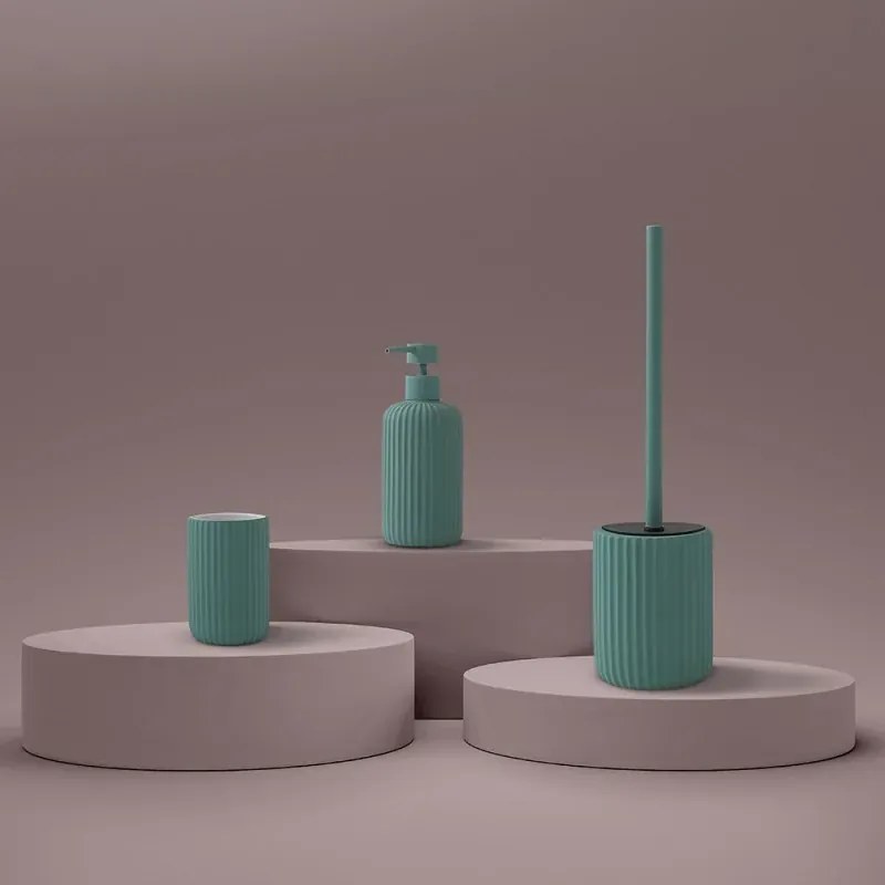 Scopino wc verde in ceramica soft touch con setole nere Spring