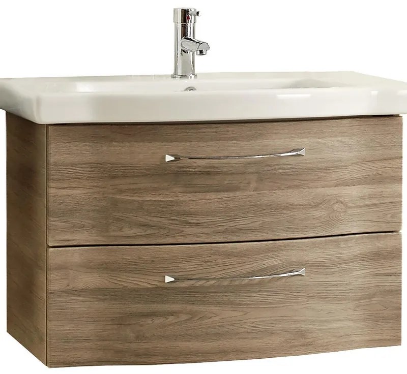 Mobile sottolavabo e lavabo Solitaire rovere terra L 80 x H 49 x P 42.7 cm 1 vasca 2 cassetti