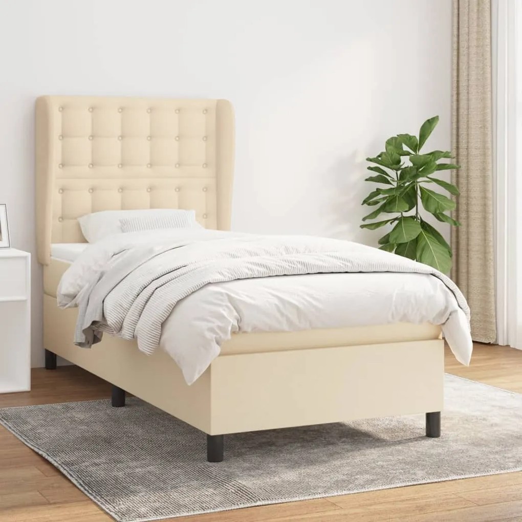 Giroletto A Molle Con Materasso Crema 100x200 Cm İn Tessuto /