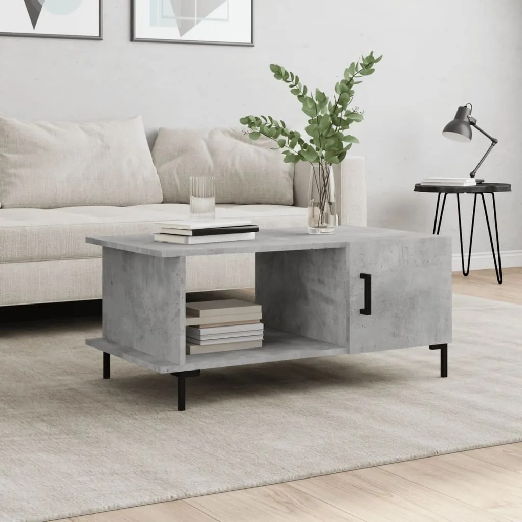 Tavolino Da Salotto Grigio Cemento 90x50x40cm Legno Multistrato /