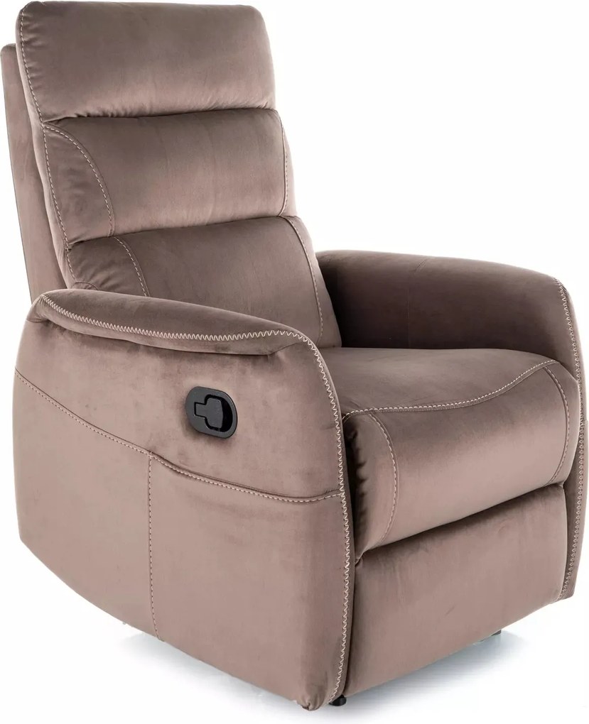 Poltrona reclinabile Solon M Velvet in velluto cappuccino – 74x86-162x106 cm