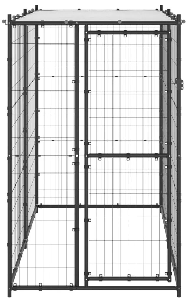 Gabbia per cani da esterno in acciaio con tetto 110x220x180 cm