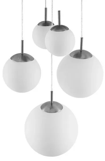 Heleska 5 Round Lampada a Sospensione Opal/Nickel - Lindby