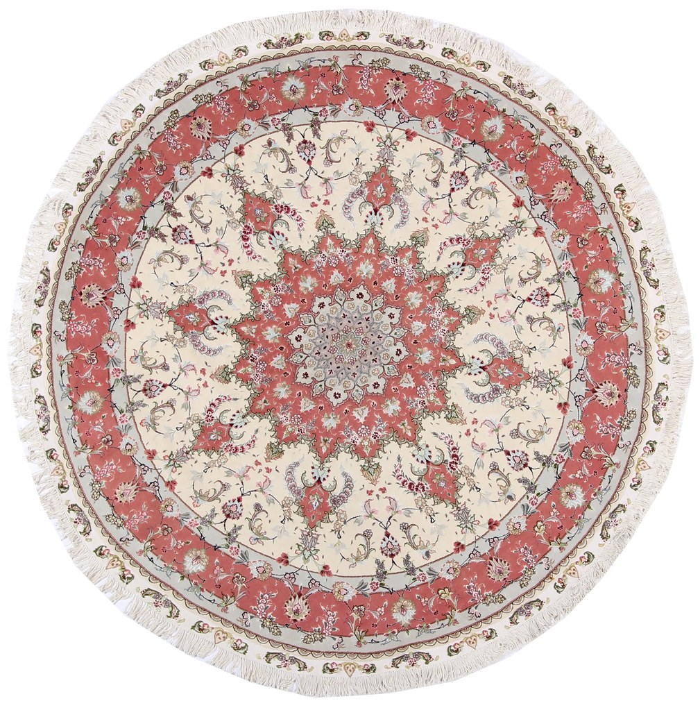 Tabriz Tappeto 200x200 Beige (Iran) Annodato A Mano