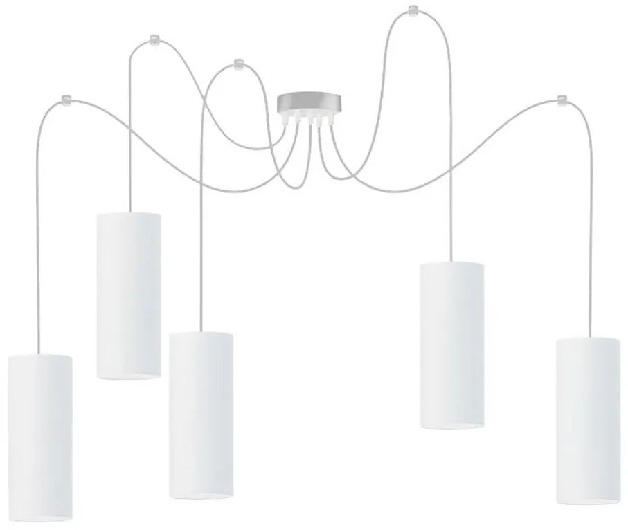 Lampadario a sospensione con filo ZIK 5xE27/40W/230V ragno bianco