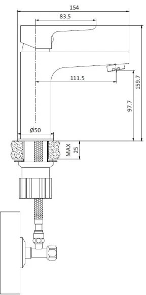 Miscelatore per lavabo NAESBY 15,9 cm cromo lucido