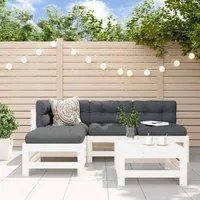 Set Salotto da Giardino 5 pz Bianco in Legno Massello di Pino 3186551