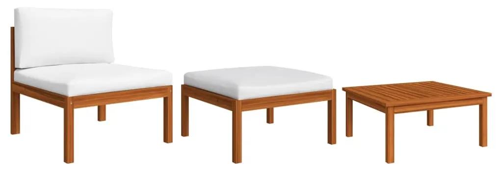 Set divani da giardino 3 pz con cuscini massello d&#039;acacia