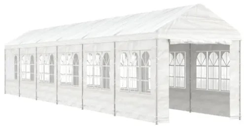 Gazebo con Tetto Bianco 13,38x2,28x2,69 m in Polietilene